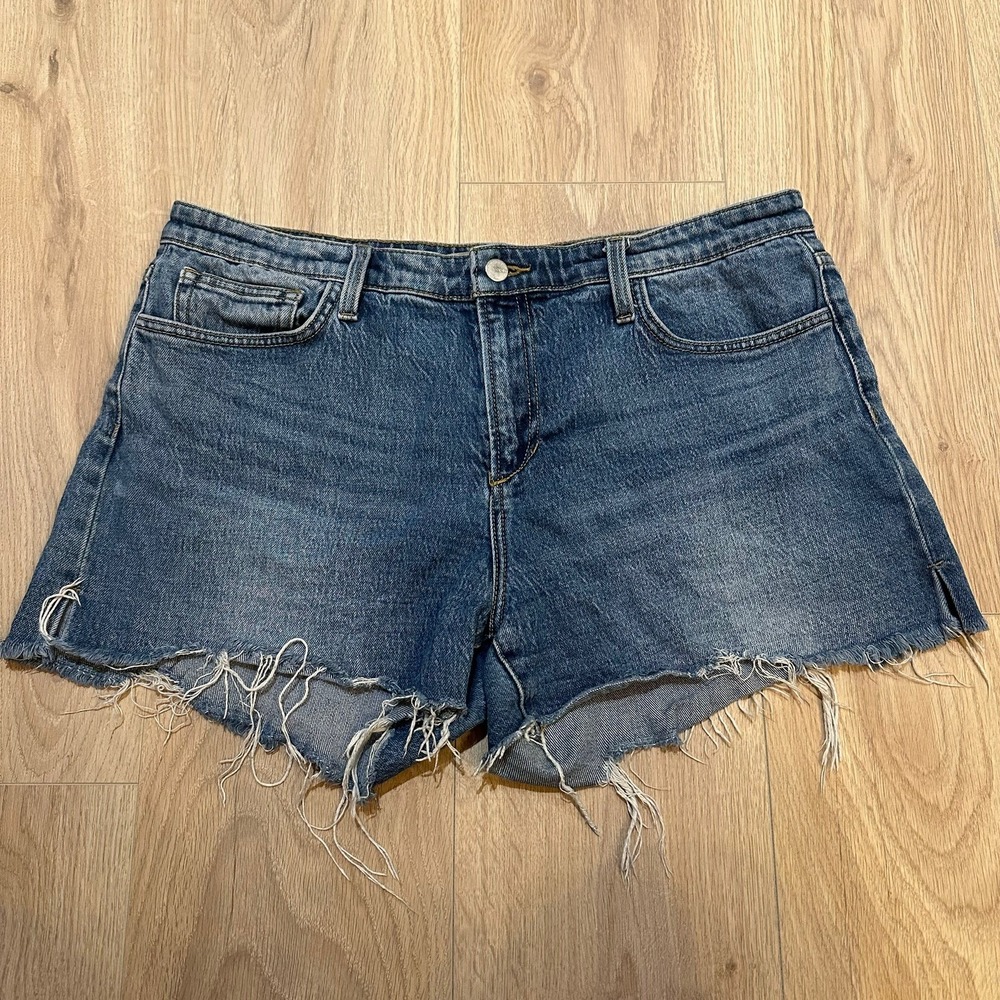 Joes Jeans Shorts Cut Off Denim High Rise Frayed Hem Med Wash Festival Size 32